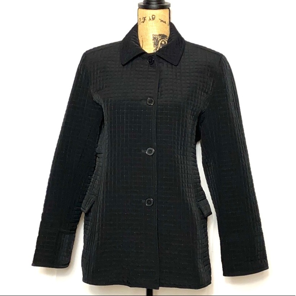 Braeton Black Quilted Button-Up Fleece-Lined Coat M